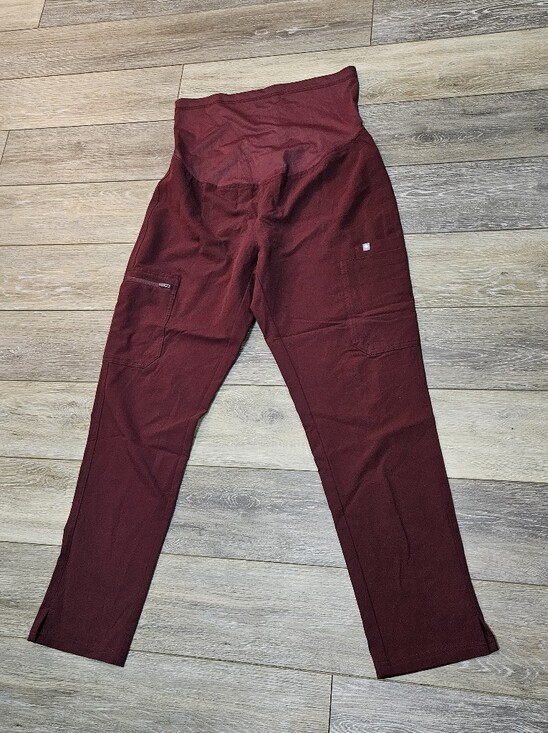 Figs Pants - Figs Women's Burgundy Maternity Straight-Leg Scrub Pants Size Medium